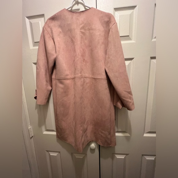 Rare Zara Light Pink Collarless Faux Suede Jacket - Picture 9 of 9
